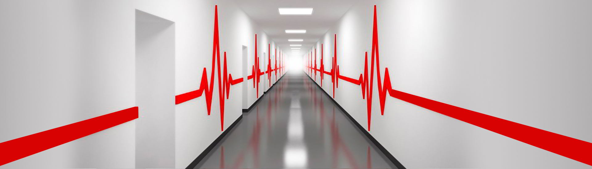 ECG signals drawn on the walls